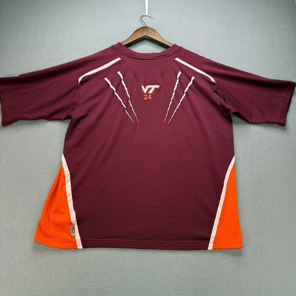 Virginia Tech Nike Team Shirt Mens L Orange/Maroon NCAA Hokies Y2K VT Activewear